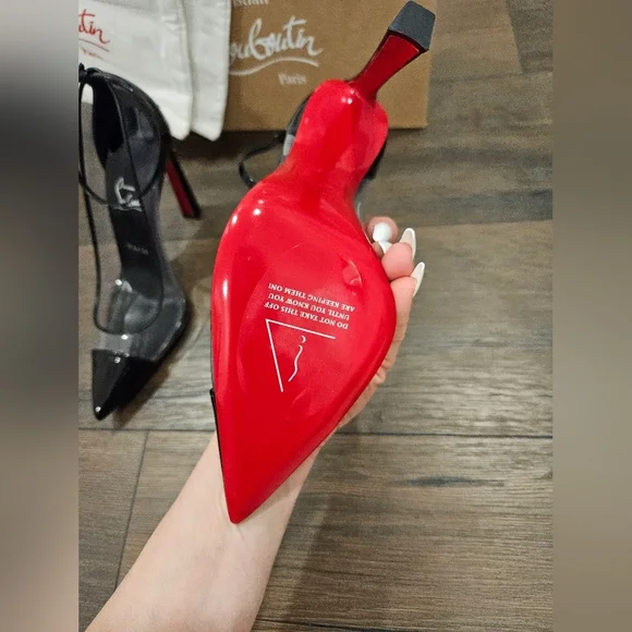 NIB CHRISTIAN LOUBOUTIN DEBOUT CONDORAPIK 100 VINYL & BLK PATENT PUMP- SIZE 40 - Picture 9 of 13